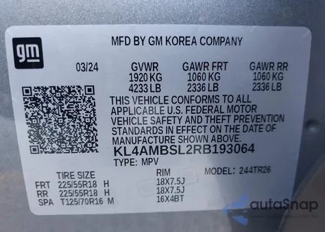 2024 Buick Encore Gx Preferred Fwd из США, поврежденный, VIN KL4AMBSL2RB193064